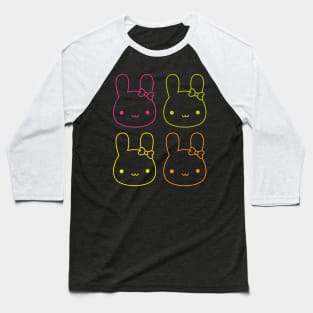 Kawaii Neon Bunny Bows Baseball T-Shirt